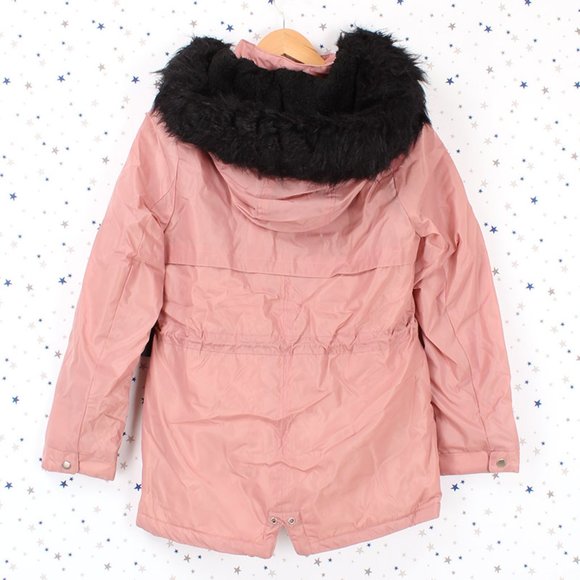 Mauve Fur lined Hood Anorak Parka Padded Jacket - Picture 13 of 13